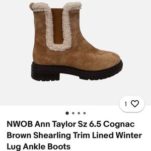 Ann Taylor Tan Shearling Trim Ankle Boots